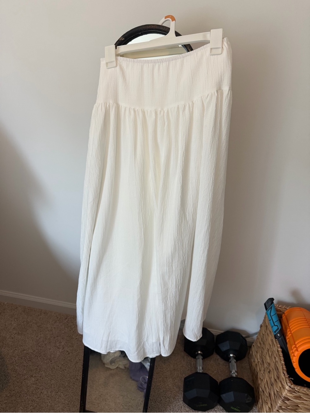 White linen maxi skirt